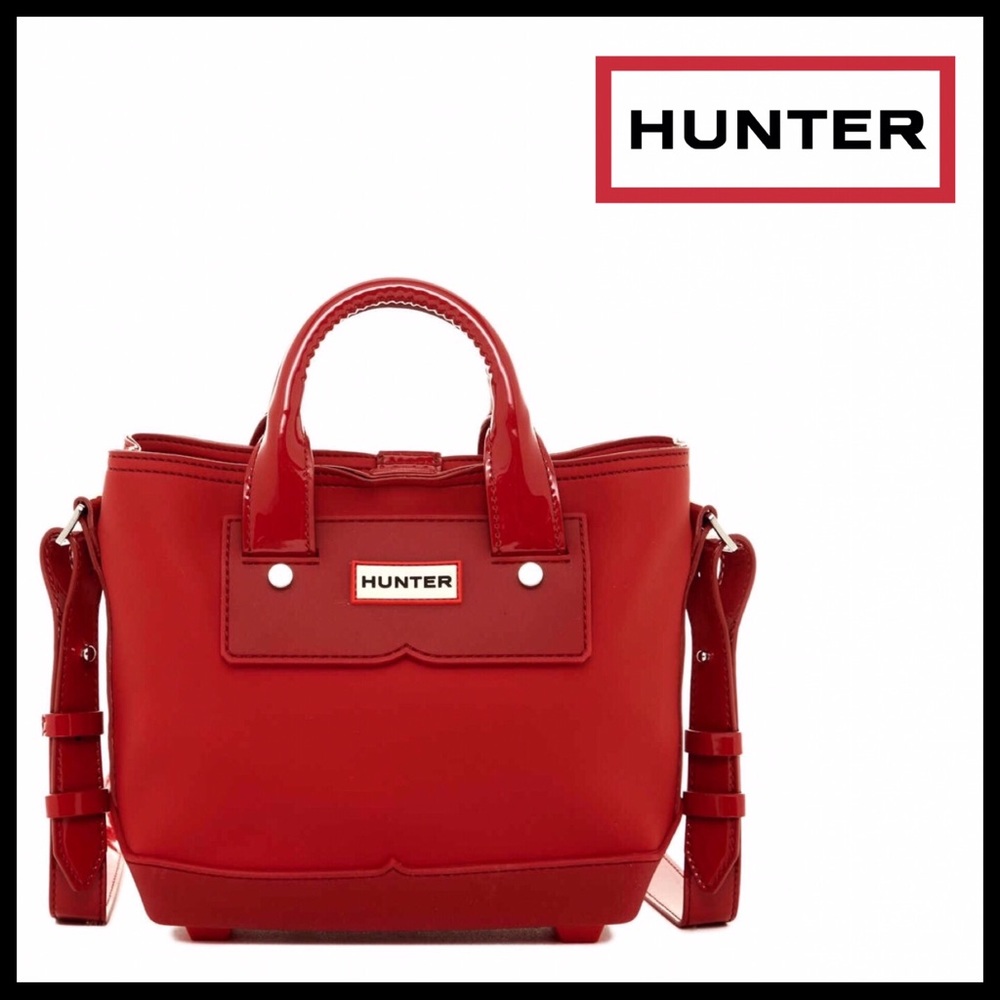HUNTER ORIGINAL RED TOTE CROSSBODY RUBBER BAG A2C - Picture 1 of 8